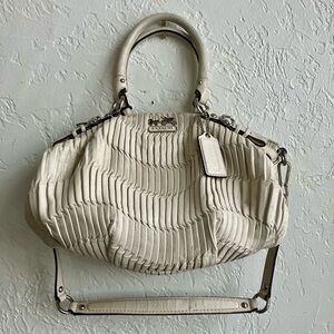 Y2K Coach Madison Ivory Pleated Leather Satchel